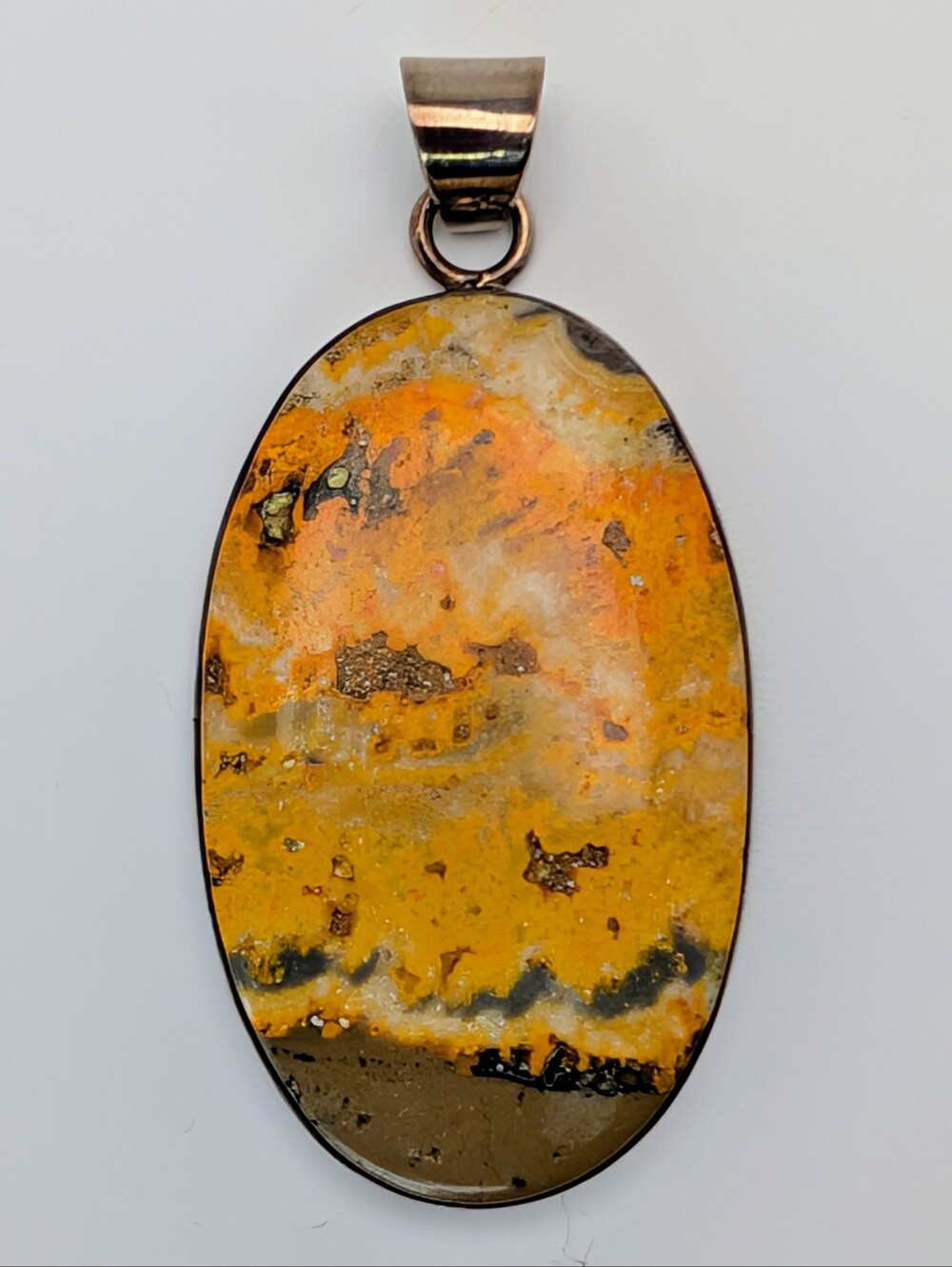 Bumblebee Jasper S925 Sterling Silver Large Gemstone Oval Pendant